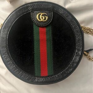 Ophidia Gucci round crossbody bag black suede b